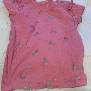 Tshirt with glitter unicorns and ruffles